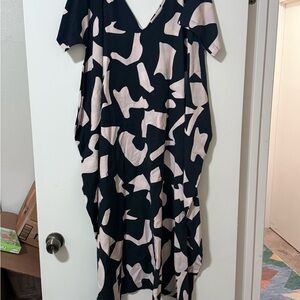 Cost Plus World Market Black and Pink Abstract Jumpsuit